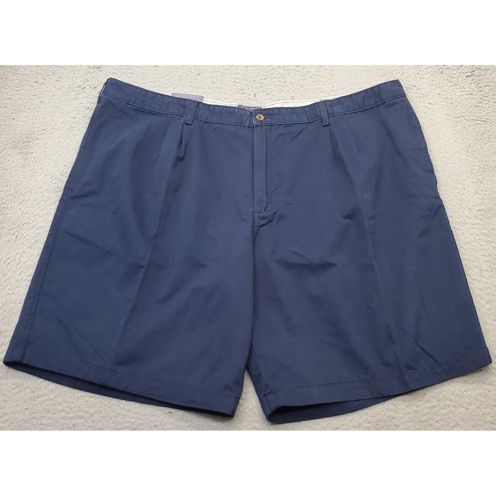 Saddlebred Chino Shorts Mens Plus 48W Blue Pleated Front Regular Fit High Waist